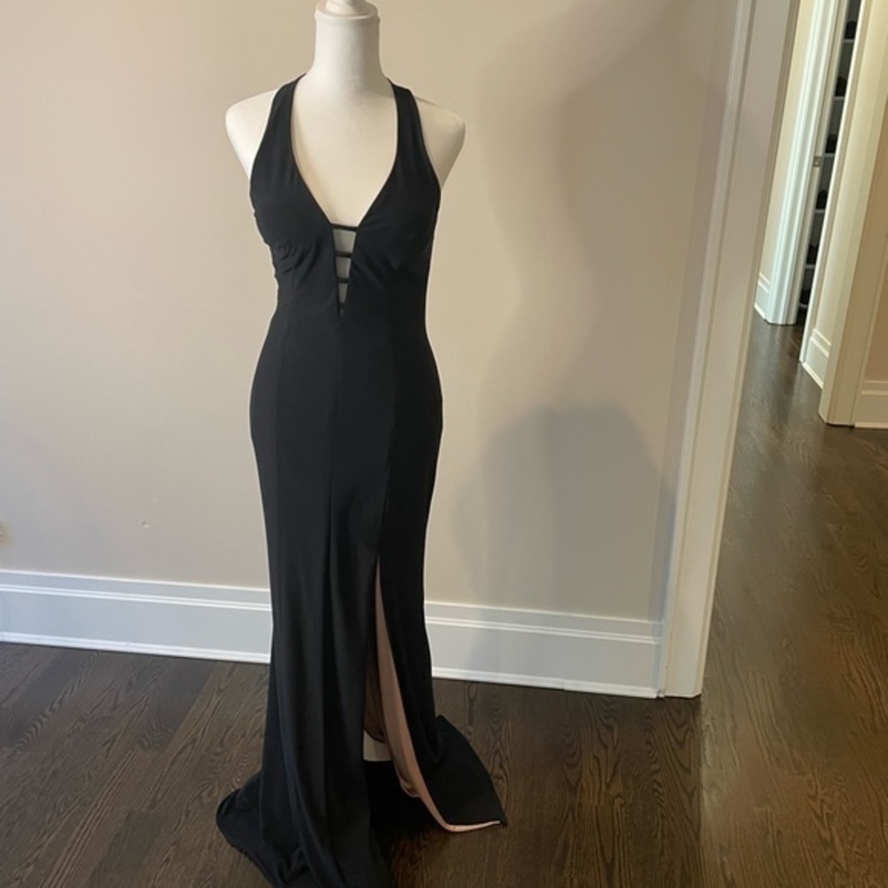 NWT AQUA BLACK LONG DRESS w/ Side Slit - Picture 3 of 6